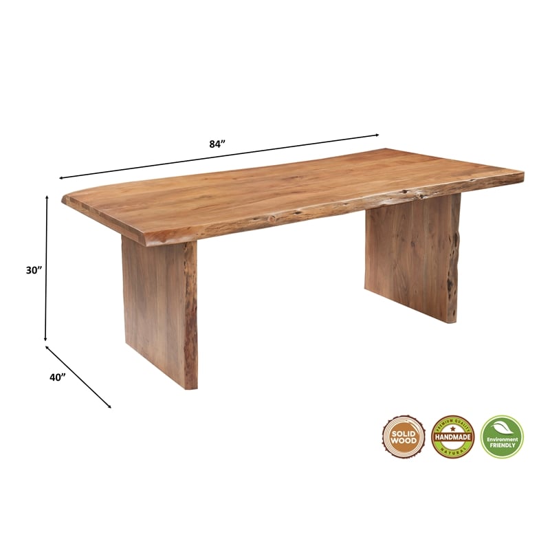 Werrick Modern Live Edge Solid Wood Dining Table in Brown 84 Inches Long