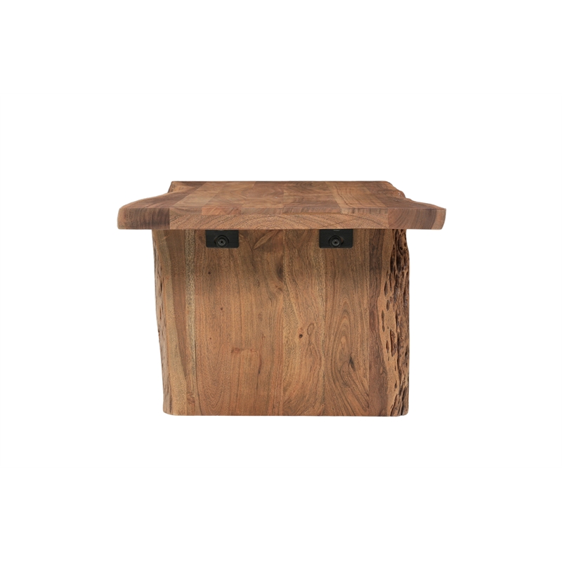 Werrick Modern Live Edge Solid Wood Coffee Table in Brown 51 Inches Long