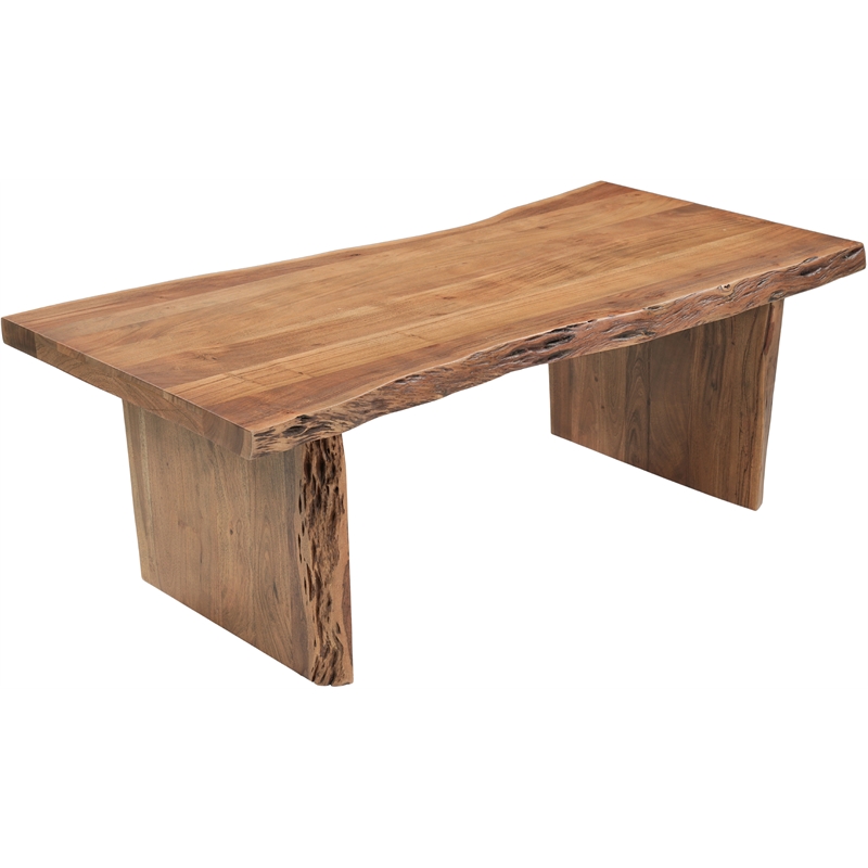 Werrick Modern Live Edge Solid Wood Coffee Table in Brown 51 Inches Long