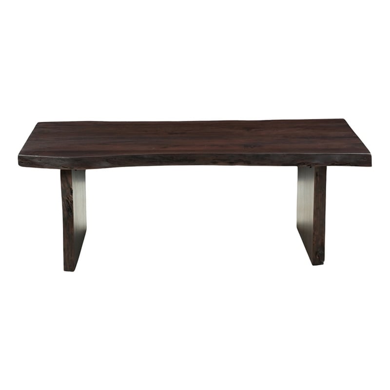 Werrick Modern Live Edge Solid Wood Coffee Table in Dark Brown 51 Inches Long