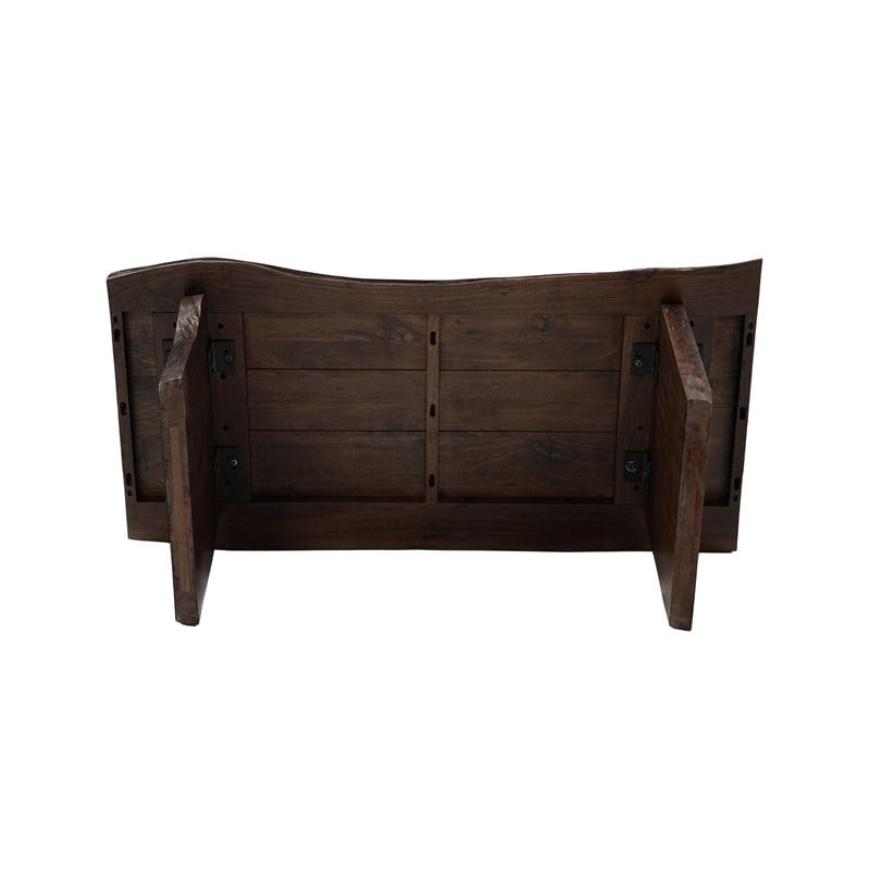 Werrick Modern Live Edge Solid Wood Coffee Table in Dark Brown 51 Inches Long