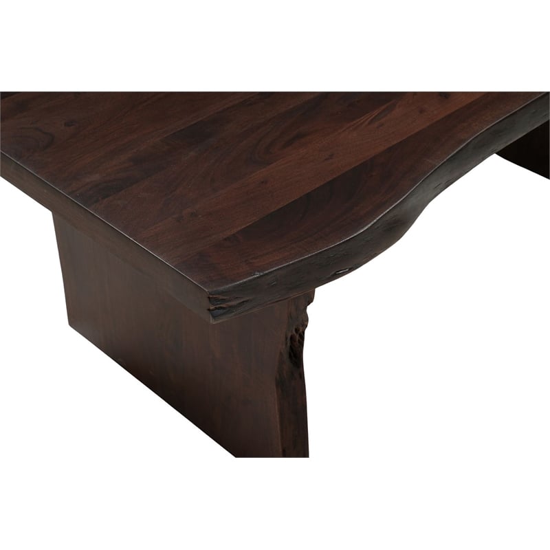 Werrick Modern Live Edge Solid Wood Coffee Table in Dark Brown 51 Inches Long
