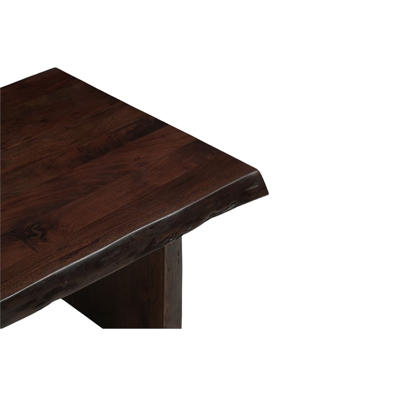 Werrick Modern Live Edge Solid Wood Coffee Table in Dark Brown 51 Inches Long