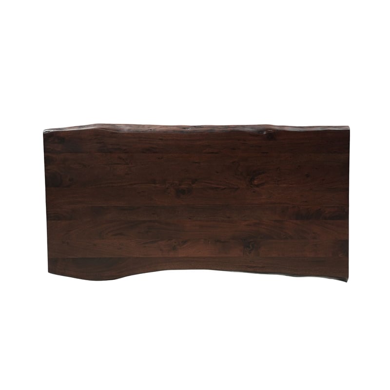 Werrick Modern Live Edge Solid Wood Coffee Table in Dark Brown 51 Inches Long