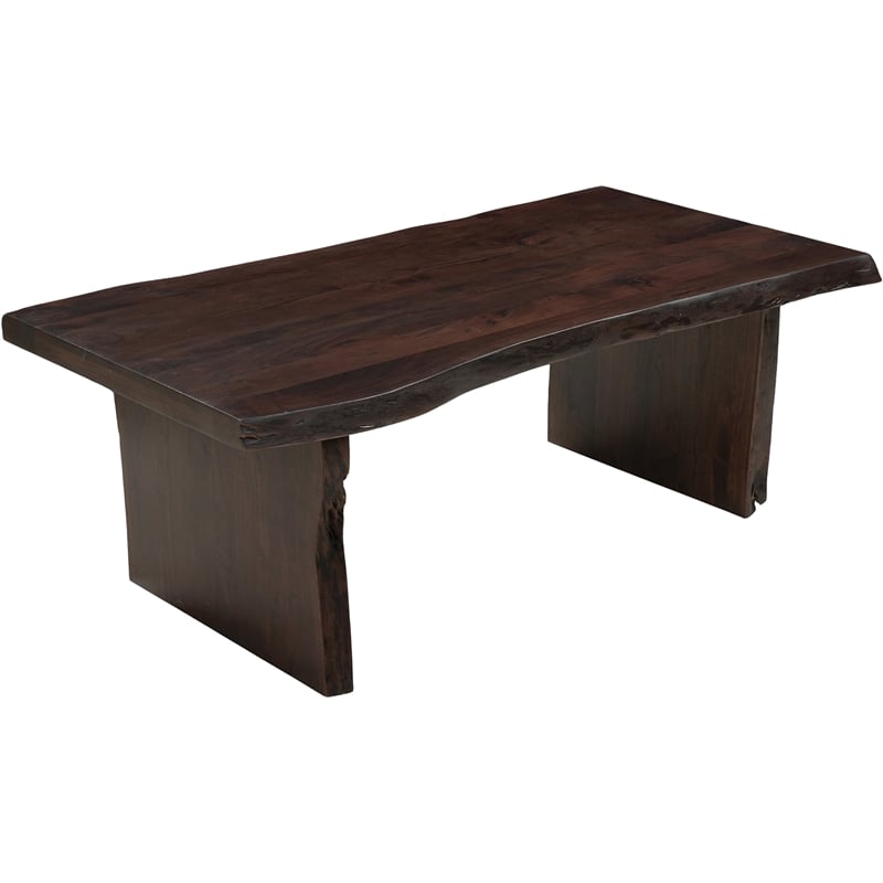 Werrick Modern Live Edge Solid Wood Coffee Table in Dark Brown 51 Inches Long