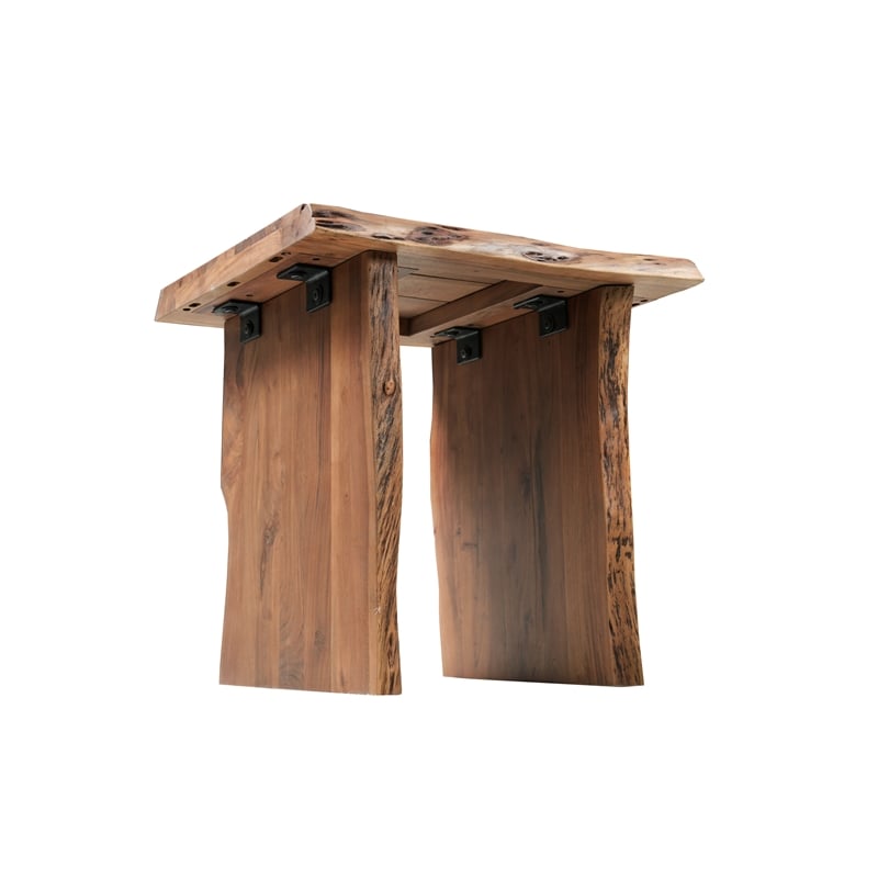 Werrick Modern Live Edge Solid Wood End Table in Brown 24 Inches Long
