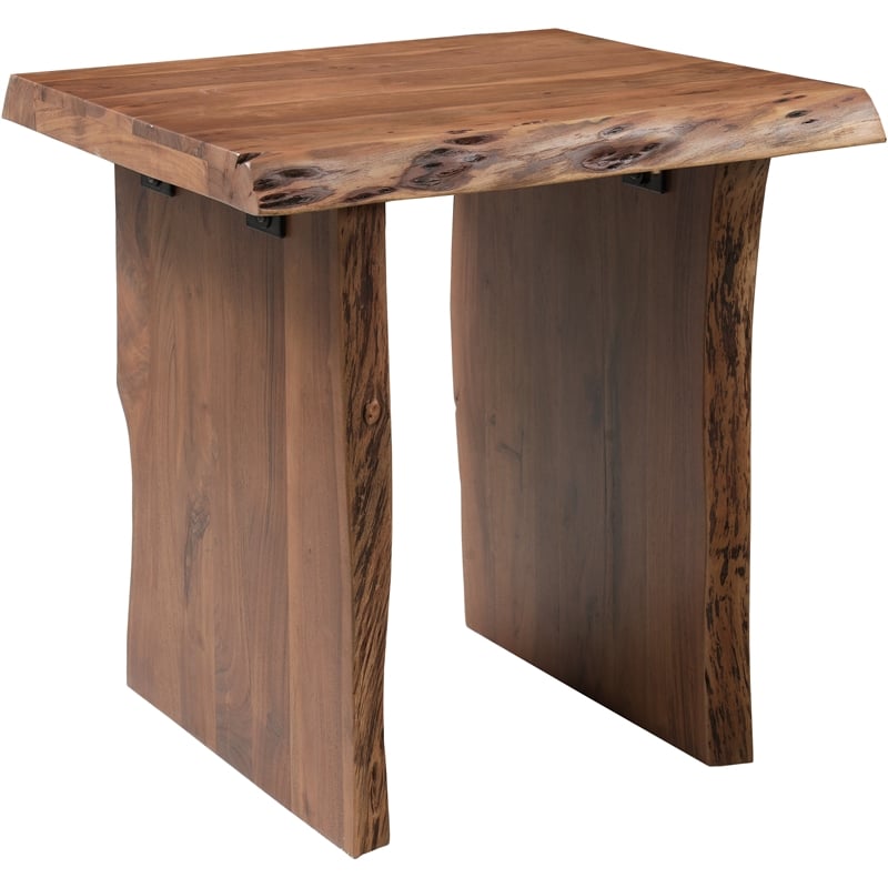Werrick Modern Live Edge Solid Wood End Table in Brown 24 Inches Long