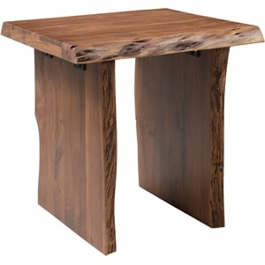 Werrick Modern Live Edge Solid Wood End Table in Brown 24 Inches Long