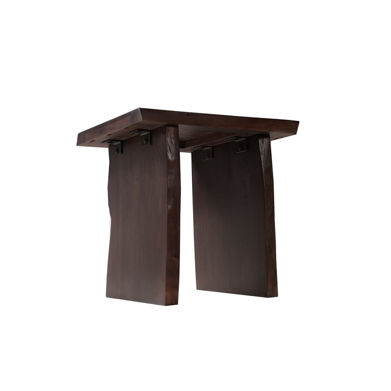 Werrick Modern Live Edge Solid Wood End Table in Dark Brown 24 Inches Long