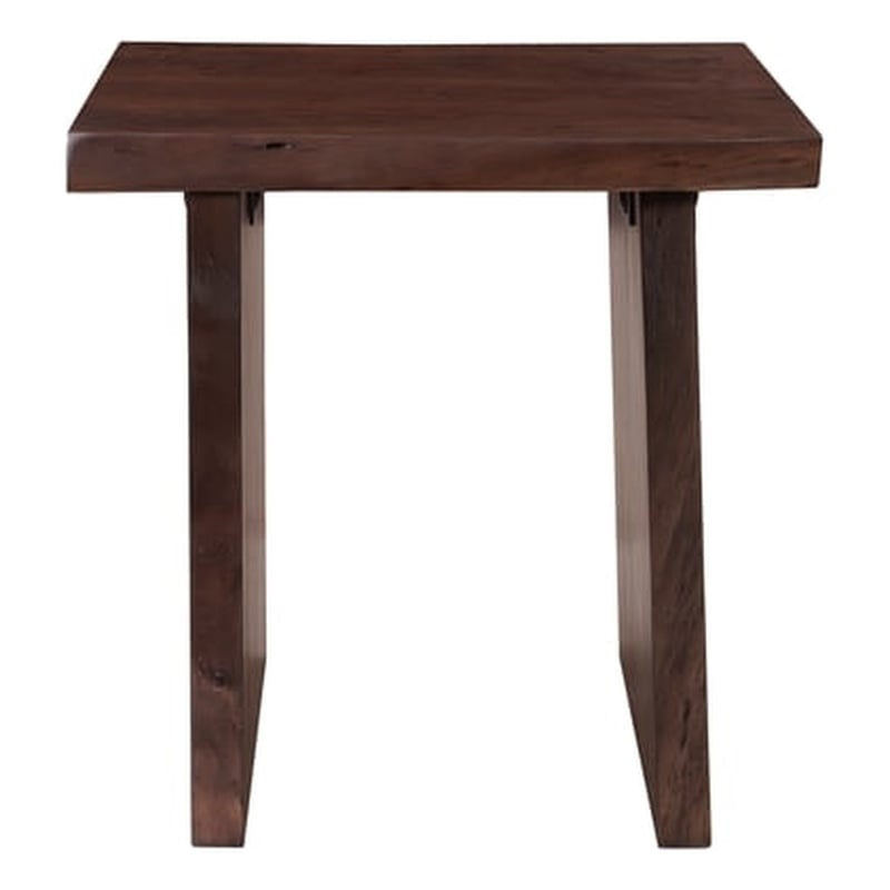 Werrick Modern Live Edge Solid Wood End Table in Dark Brown 24 Inches Long