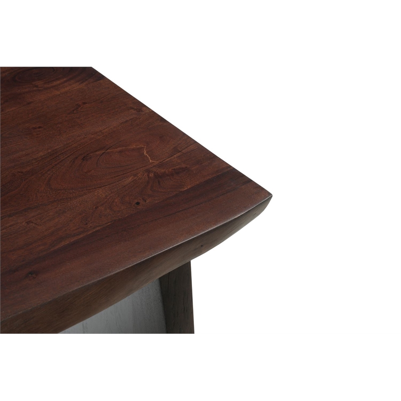 Werrick Modern Live Edge Solid Wood End Table in Dark Brown 24 Inches Long