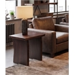 Werrick Modern Live Edge Solid Wood End Table in Dark Brown 24 Inches Long