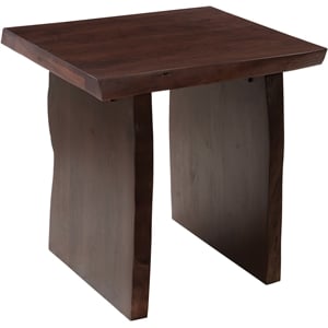 Werrick Modern Live Edge Solid Wood End Table in Dark Brown 24 Inches Long