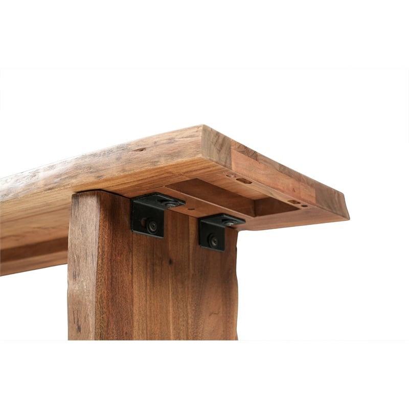 Werrick Modern Live Edge Solid Wood Console Table in Brown 57 Inches Long
