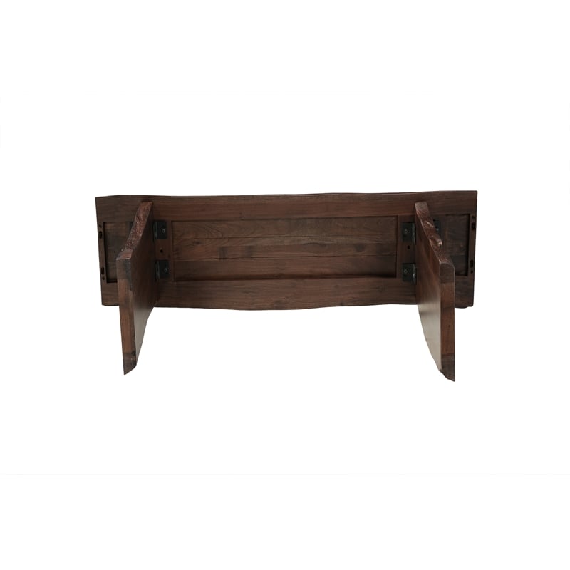 Werrick Modern Live Edge Solid Wood Console Table in Dark Brown 57 Inches Long