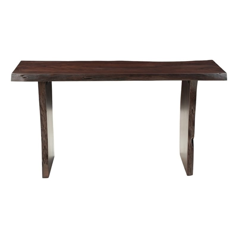 Werrick Modern Live Edge Solid Wood Console Table in Dark Brown 57 Inches Long