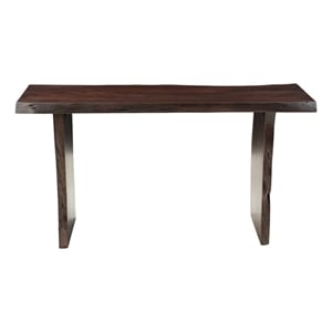 Werrick Modern Live Edge Solid Wood Console Table in Dark Brown 57 Inches Long