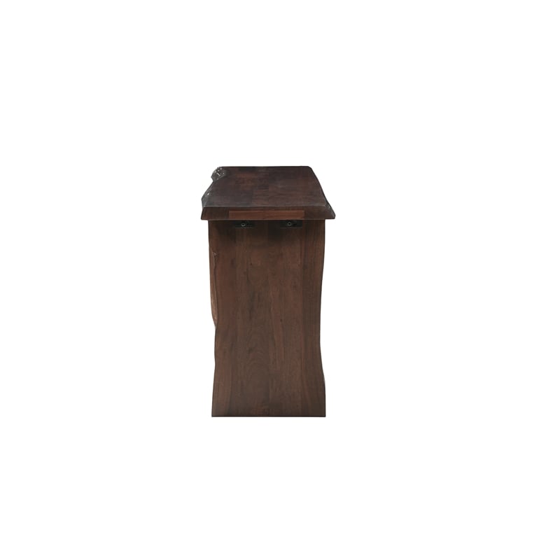 Werrick Modern Live Edge Solid Wood Console Table in Dark Brown 57 Inches Long