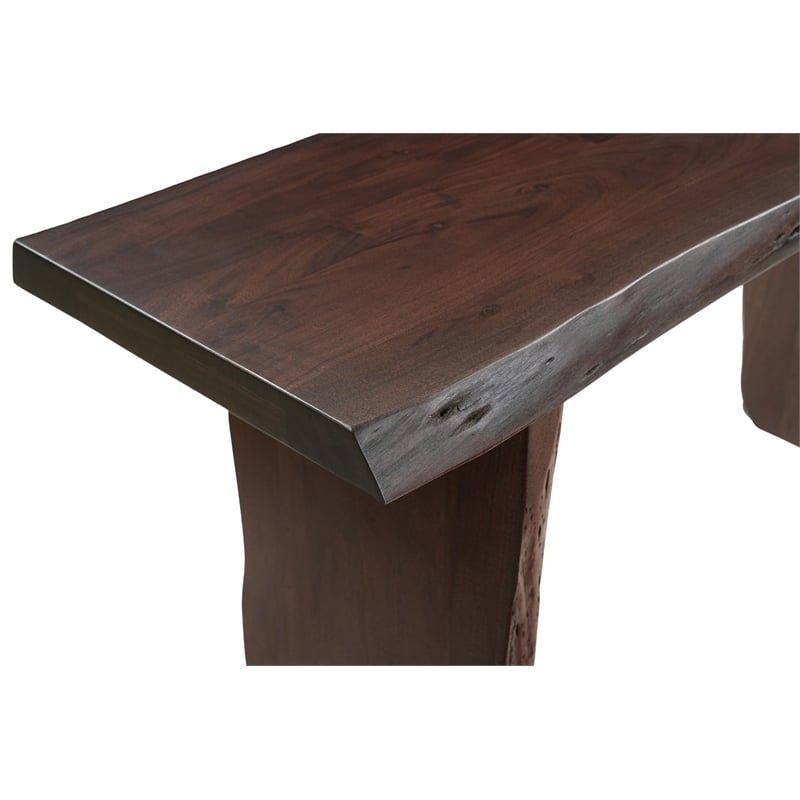 Werrick Modern Live Edge Solid Wood Console Table in Dark Brown 57 Inches Long