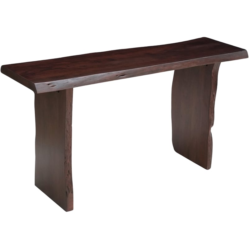 Werrick Modern Live Edge Solid Wood Console Table in Dark Brown 57 Inches Long