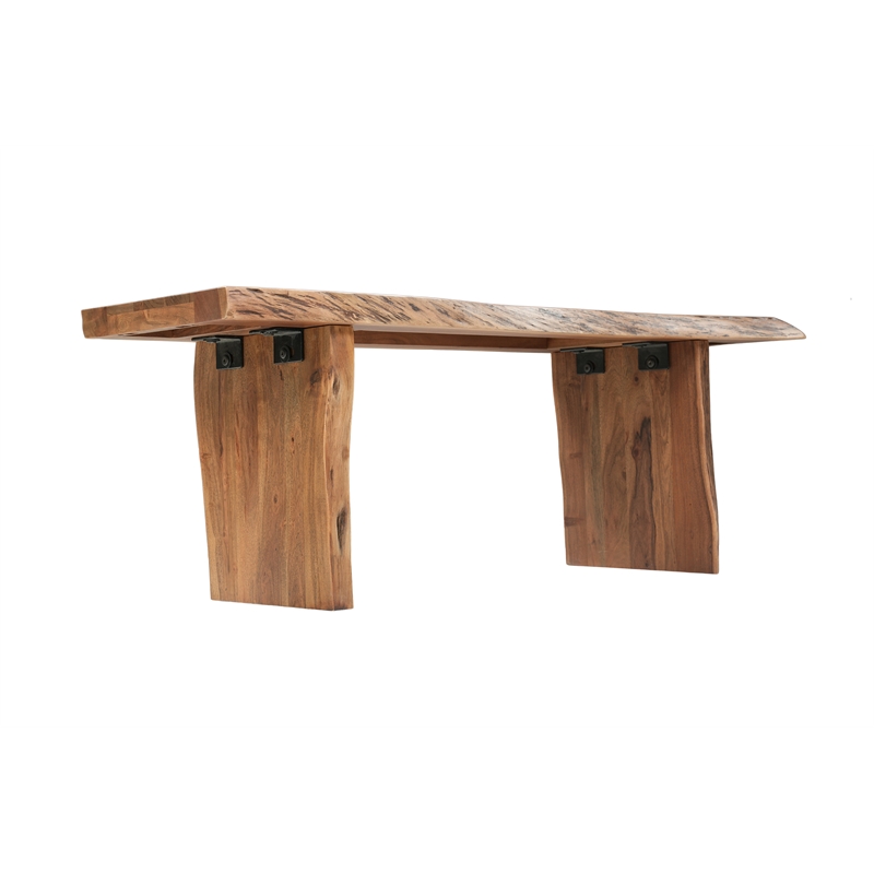Werrick Live Edge Solid Wood Dining Bench in Brown 48 Inches Long