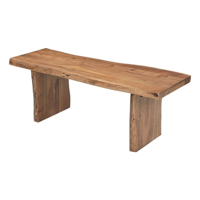 Werrick Live Edge Solid Wood Dining Bench in Brown 48 Inches Long