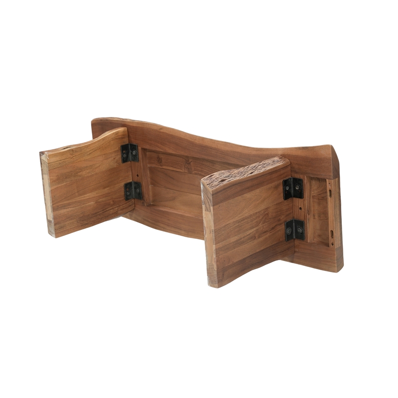 Werrick Live Edge Solid Wood Dining Bench in Brown 48 Inches Long
