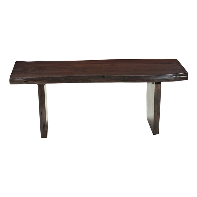 Werrick Live Edge Solid Wood Dining Bench in Dark Brown 48 Inches Long