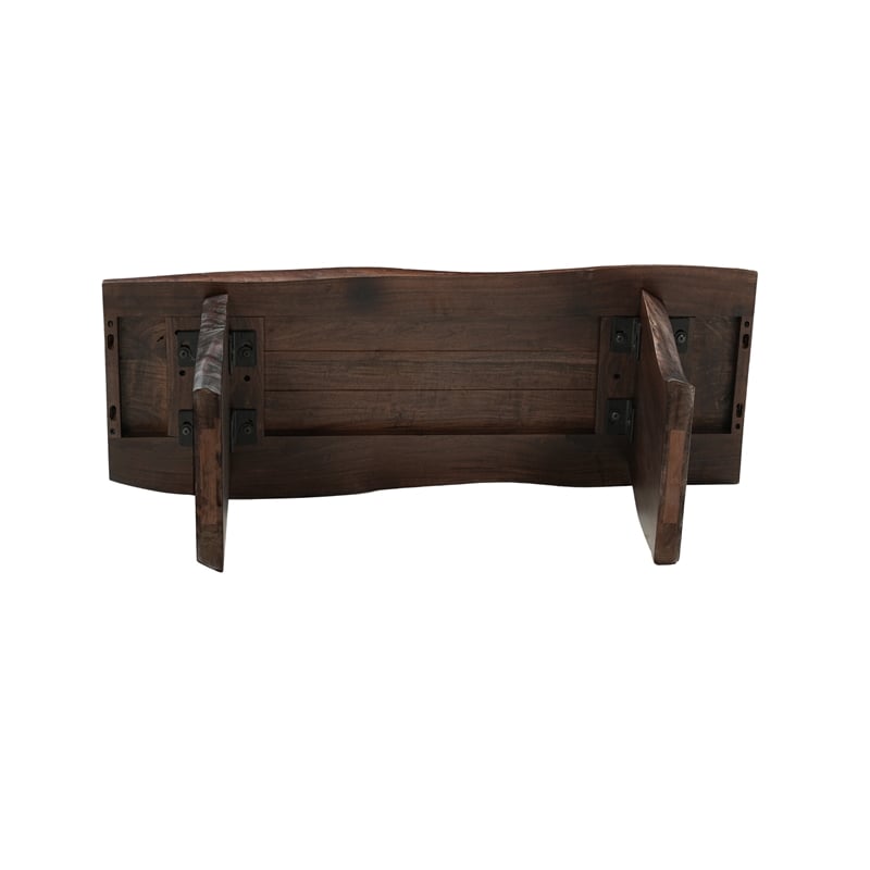 Werrick Live Edge Solid Wood Dining Bench in Dark Brown 48 Inches Long