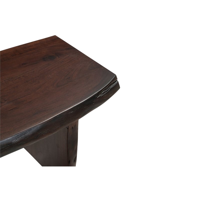 Werrick Live Edge Solid Wood Dining Bench in Dark Brown 48 Inches Long