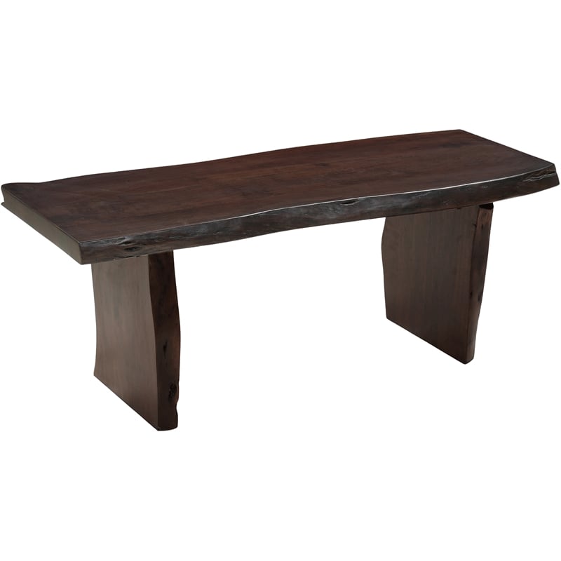 Werrick Live Edge Solid Wood Dining Bench in Dark Brown 48 Inches Long