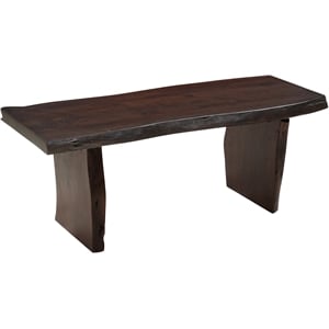 Werrick Live Edge Solid Wood Dining Bench in Dark Brown 48 Inches Long