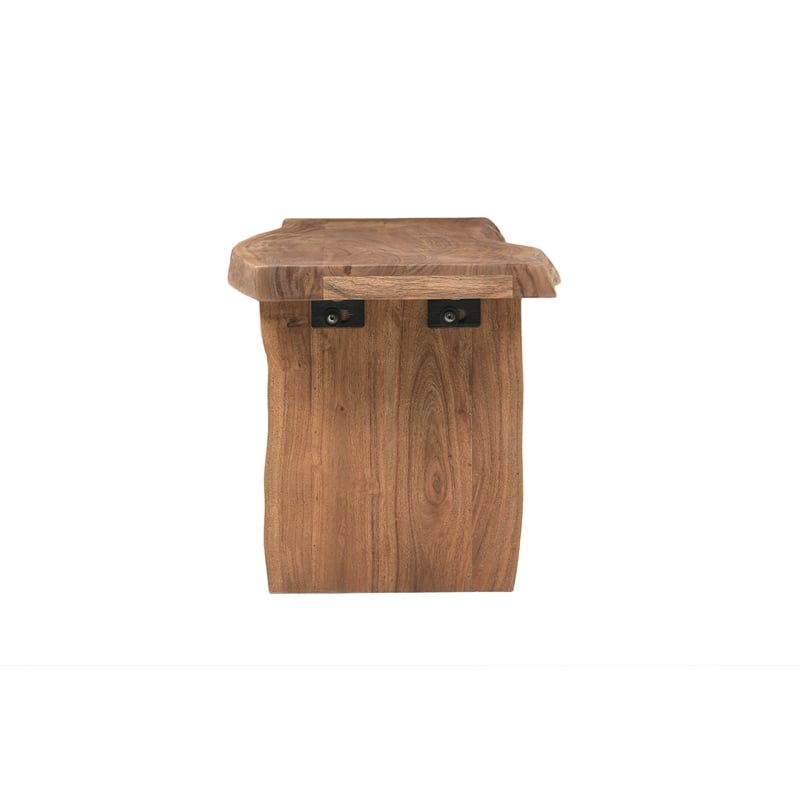 Werrick Live Edge Solid Wood Dining Bench in Brown 60 Inches Long