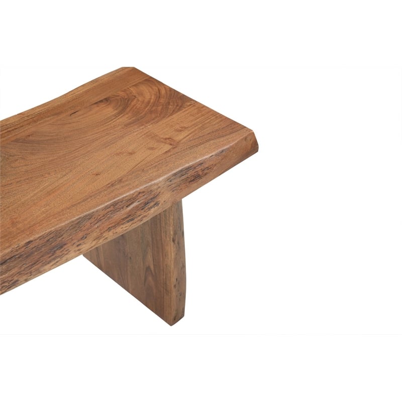 Werrick Live Edge Solid Wood Dining Bench in Brown 60 Inches Long