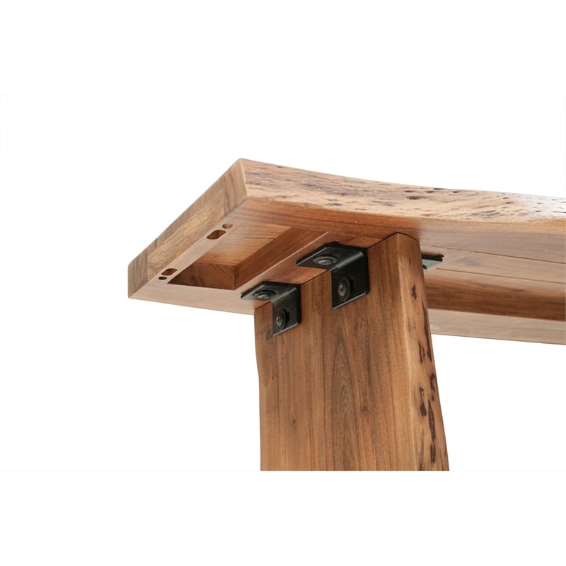 Werrick Live Edge Solid Wood Dining Bench in Brown 60 Inches Long