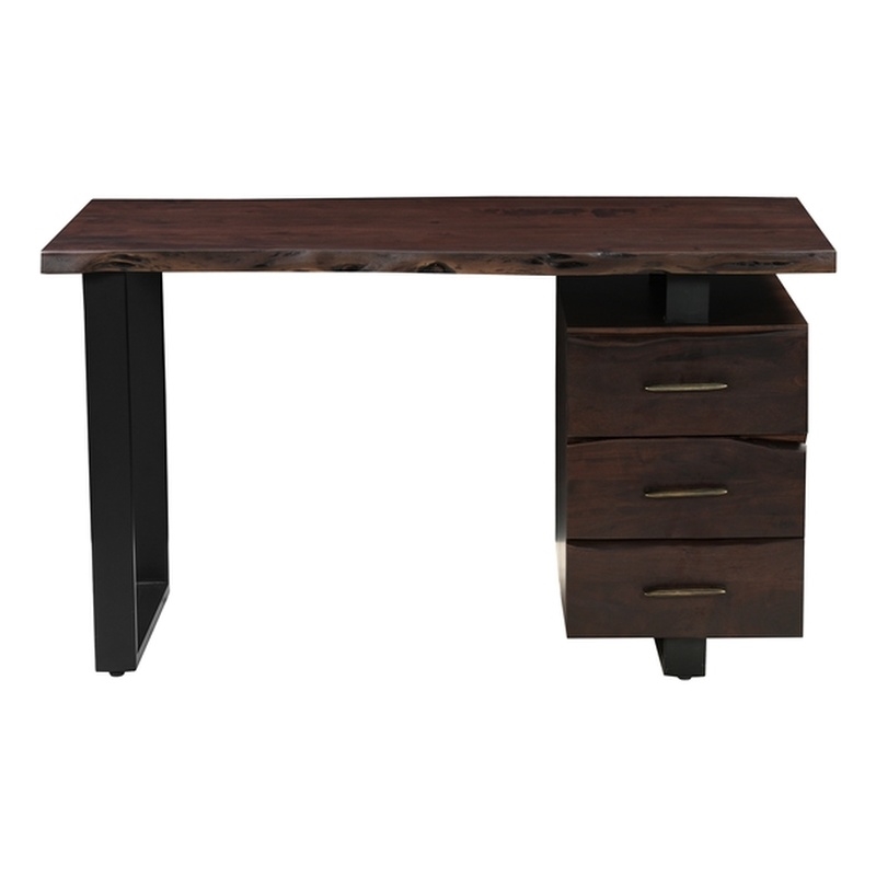 Werrick Rectangular Solid Wood Writing Desk in Dark Brown 54 Inches Long