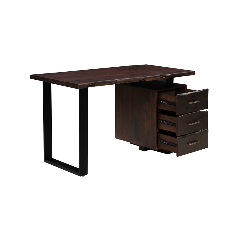 Werrick Rectangular Solid Wood Writing Desk in Dark Brown 54 Inches Long