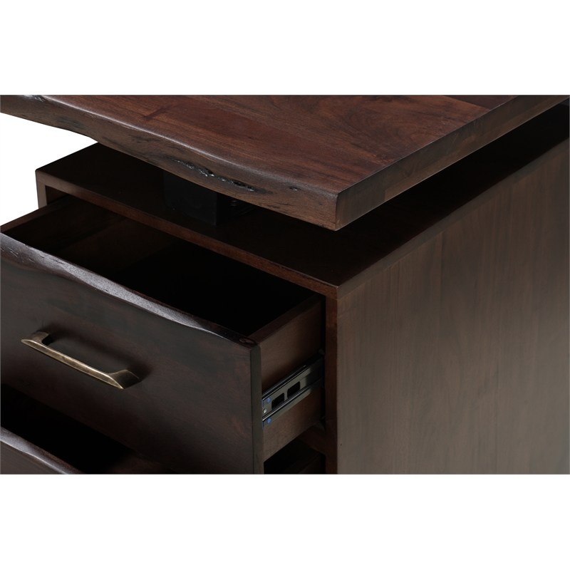 Werrick Rectangular Solid Wood Writing Desk in Dark Brown 54 Inches Long
