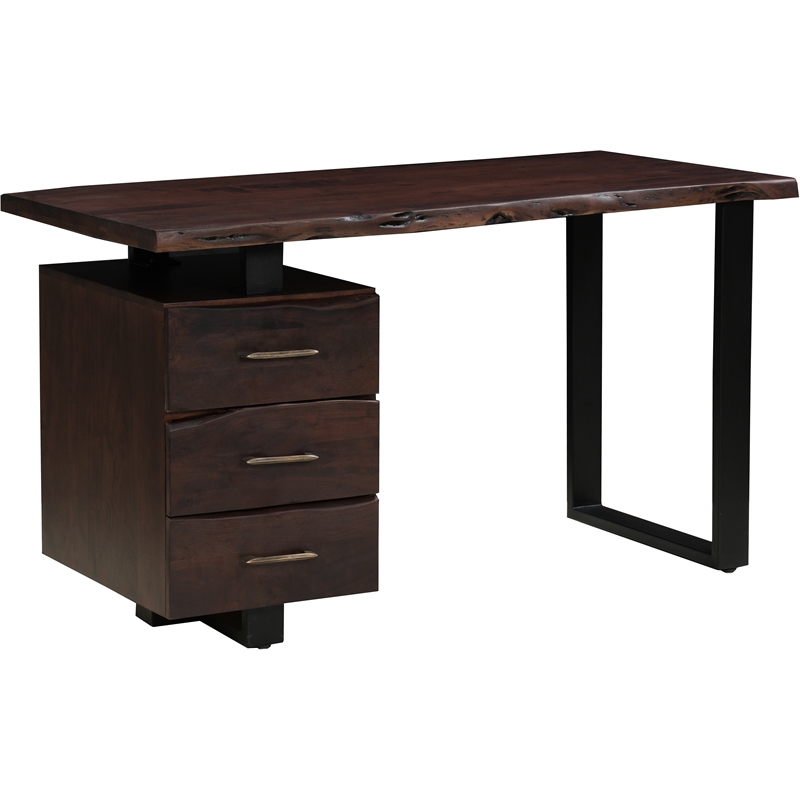 Werrick Rectangular Solid Wood Writing Desk in Dark Brown 54 Inches Long