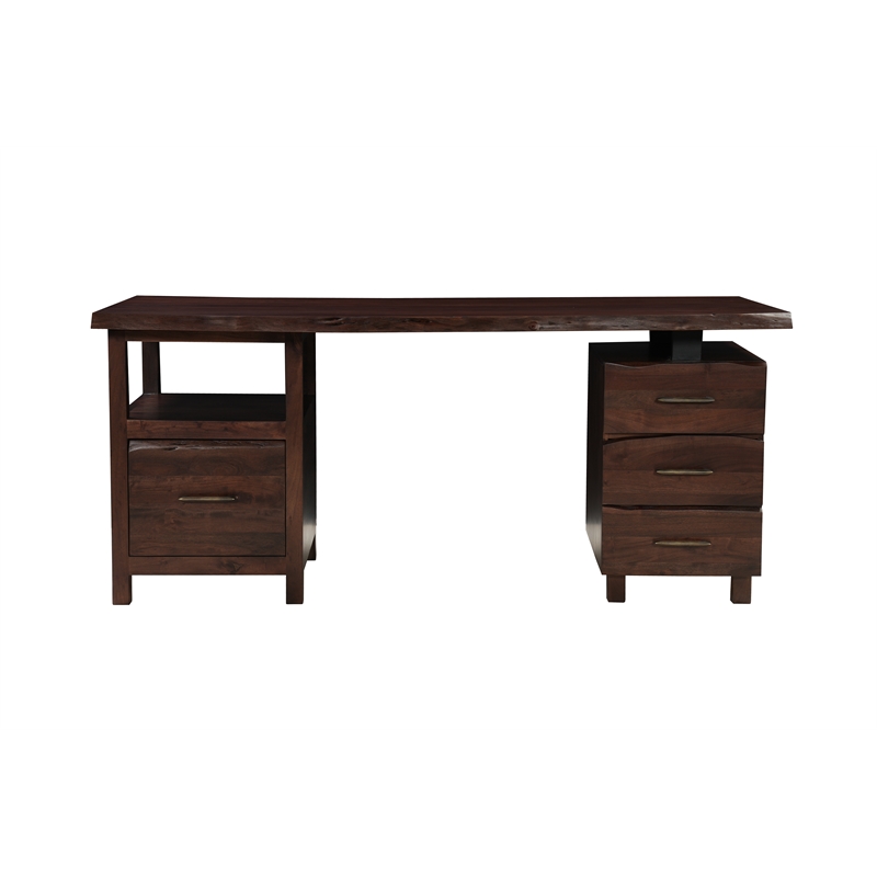 Werrick Solid Wood Writing Desk in Brown 69 Inches Long with Filing Drawer