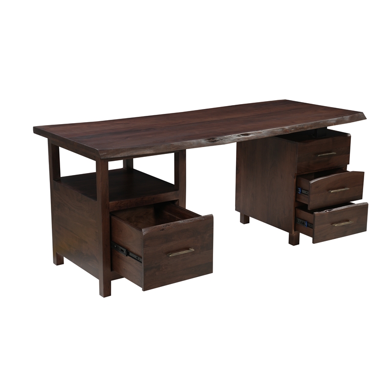 Werrick Solid Wood Writing Desk in Brown 69 Inches Long with Filing Drawer