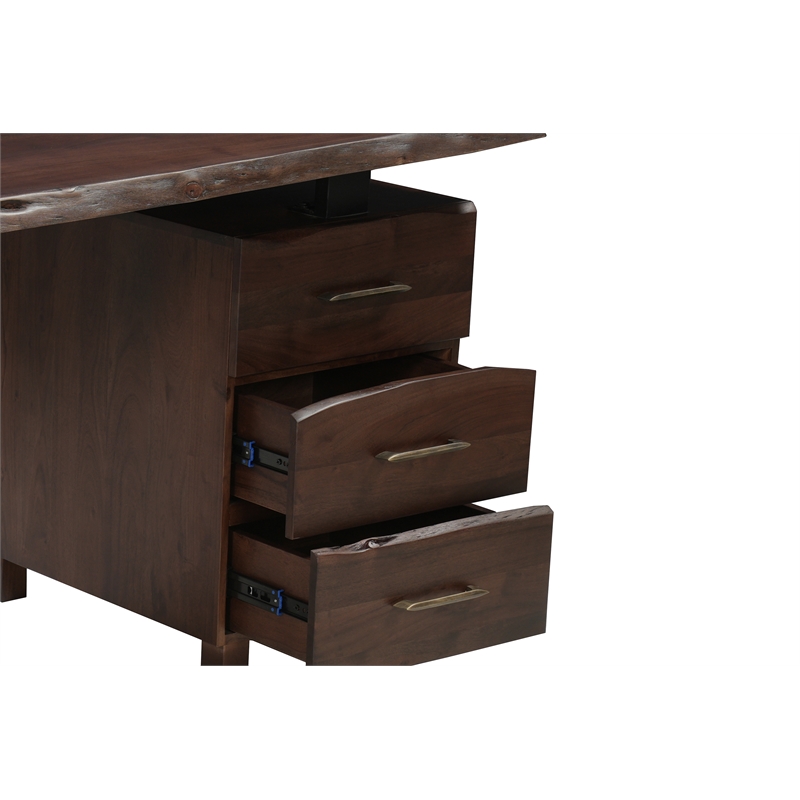 Werrick Solid Wood Writing Desk in Brown 69 Inches Long with Filing Drawer