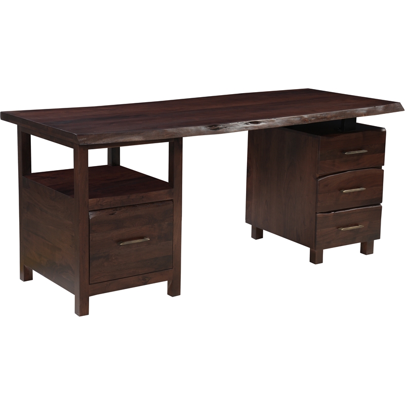 Werrick Solid Wood Writing Desk in Brown 69 Inches Long with Filing Drawer