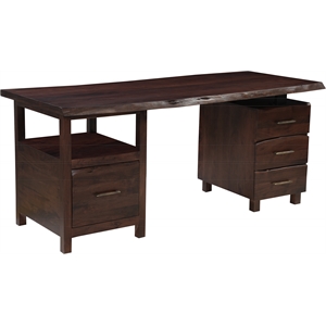 Werrick Solid Wood Writing Desk in Brown 69 Inches Long with Filing Drawer