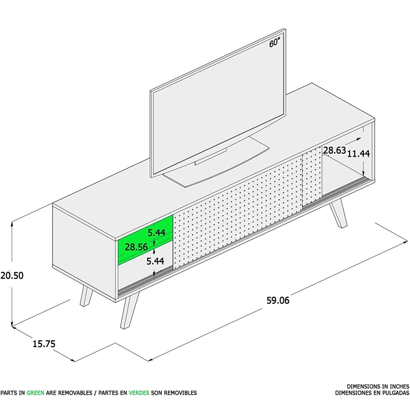 Boahaus Albany 3-Shelf Modern Wood TV Stand for TVs up to 60
