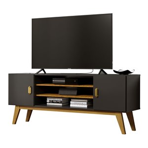 Boahaus Atlanta 3-Shelf Modern Wood TV Stand for TVs up to 58&quot in Black