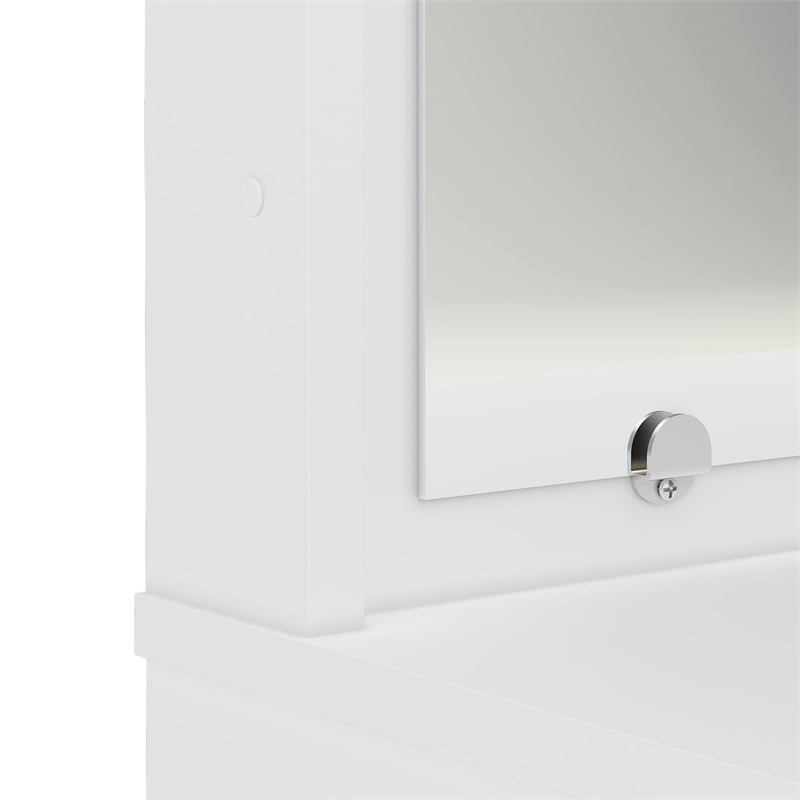 Boahaus Alice 3-Drawer Modern Wood Dressing Table with Mirror in White