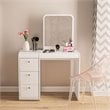 Boahaus Aphrodite 3-Drawer Modern Wood Dressing Table with Mirror in White