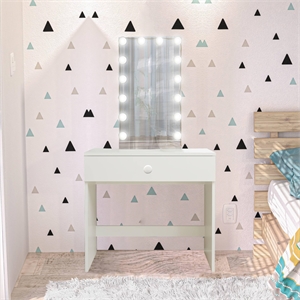 Boahaus Ariadne 1-Drawer Modern Wood Vanity with Light Bulbs in White