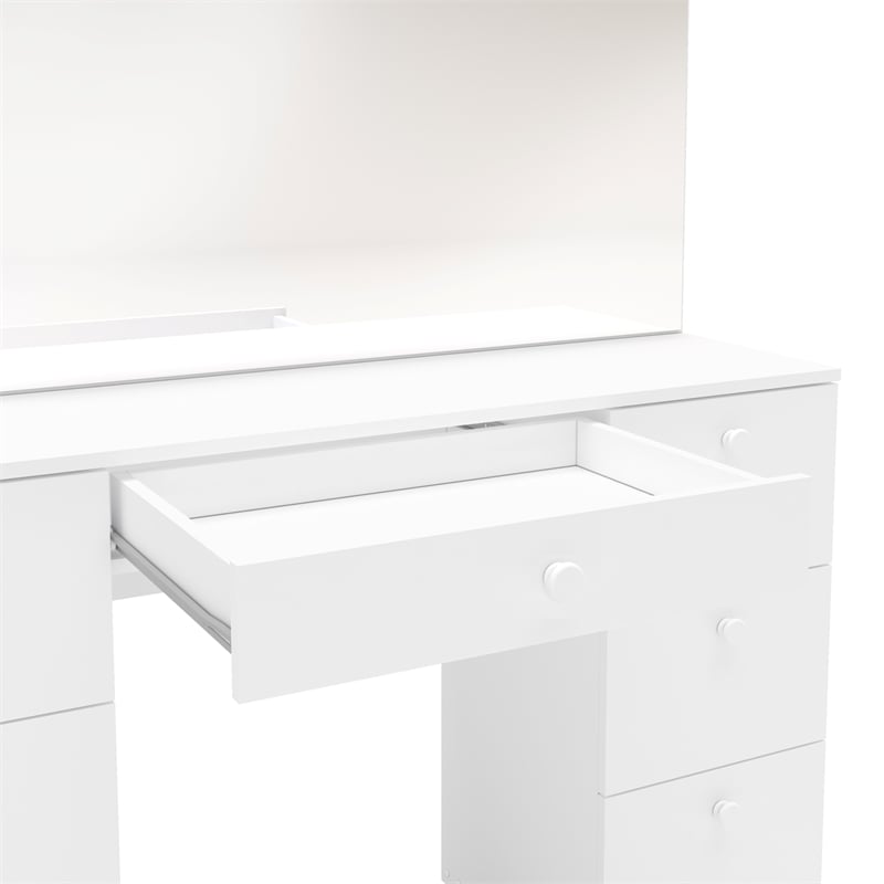 Boahaus Artemisia 7-Drawer Modern Wood Dressing Table with Mirror in White